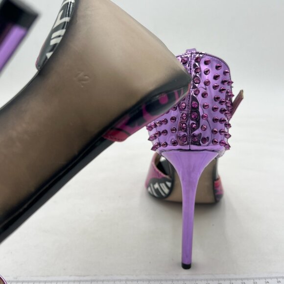 FSJ Women Spikes Rivets Peep Toe Sandals Stiletto High Heels Ankle Strap Shoes - Picture 5 of 7